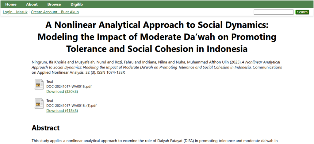 A Nonlinear Analytical Approach to Social Dynamics: Modeling the Impact of Moderate Da’wah on Promoting Tolerance and Social Cohesion in Indonesia